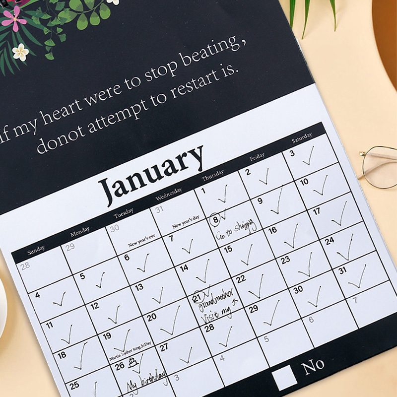Spiral-Bound Thick Paper Calendar